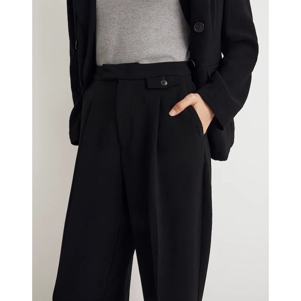 Madewell Black The Petite Rosedale High-Rise Straight Pant in Crepe Size 00P - Picture 4 of 15